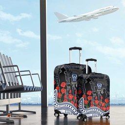 Geelong Cats ANZAC Day Luggage Cover Indigenous Dot Art with Poppy Flower Tribute TS04