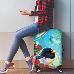 New Zealand Tomtit Luggage Cover Maori Koru With Pohutukawa Galaxy Style LT05