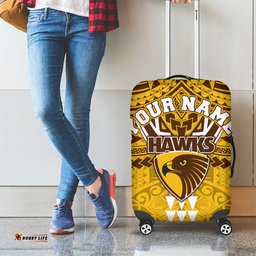 Personalized Hawthorn Hawks Luggage Cover Polynesian Tribal Pattern Heritage Football TS04