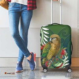 New Zealand Kea Bird Luggage Cover With Maori Koru Fern LT05