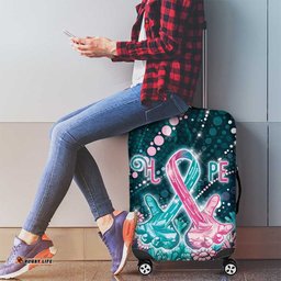 Hereditary Cancer Awareness Luggage Cover Hope Ribbon With Aussie Teal Duncan Coral DT05