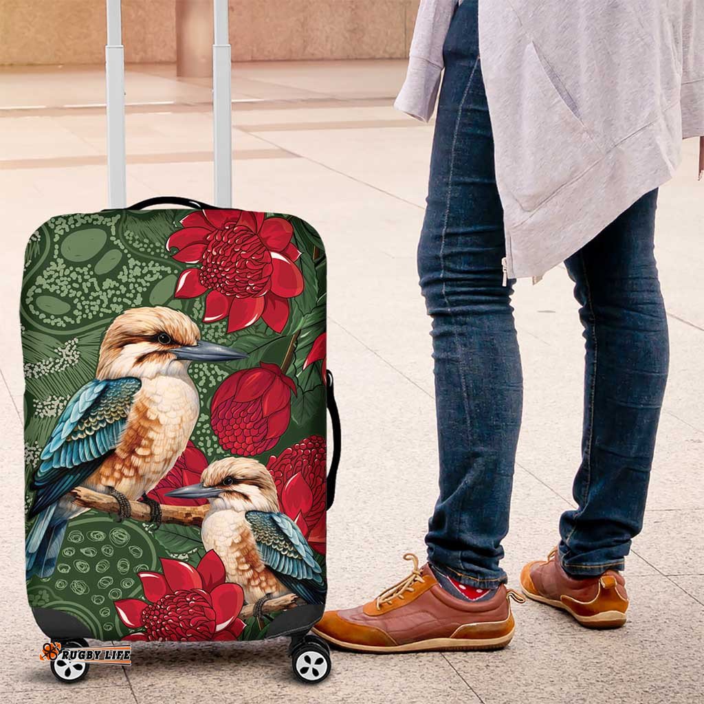 Kokaburra and Waratah Luggage Cover Aboriginal Art LT9
