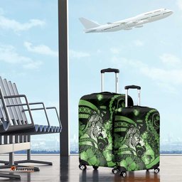 Maori Romantic Valentine Luggage Cover The Hongi Kiss Green Galaxy DT05