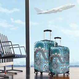 Personalised NAIDOC Week 50 Years Deadly Always Luggage Cover Teal Aboriginal Artwork Dot Painting LT9