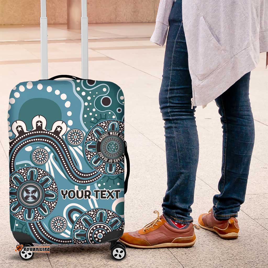 Personalised NAIDOC Week 50 Years Deadly Always Luggage Cover Teal Aboriginal Artwork Dot Painting LT9