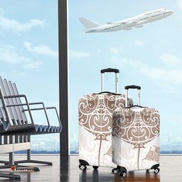 New Zealand Manta Ray Tattoo Luggage Cover Aotearoa Maori Haehae Beige LT14