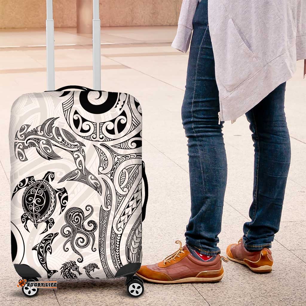 New Zealand Sea Animals with Maori Tribal Tattoo Luggage Cover White Color LT03