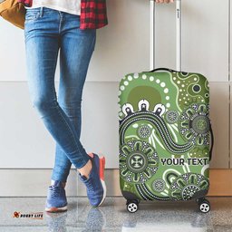Personalised NAIDOC Week 50 Years Deadly Always Luggage Cover Green Aboriginal Artwork Dot Painting LT9