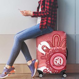 NAIDOC Week 2026 Luggage Cover 50 Years Deadly Dhari Pink Aboriginal Art LT14