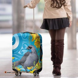 New Zealand Kokako Bird Luggage Cover Maori Koru With Kowhai Flowers LT05