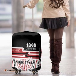 Personalised Toitu Te Tiriti Aotearoa 1840 Luggage Cover Red Kowhaiwhai Puhoro LT9