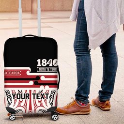 Personalised Toitu Te Tiriti Aotearoa 1840 Luggage Cover Red Kowhaiwhai Puhoro LT9