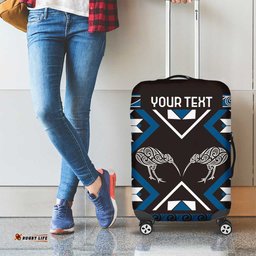 Personalised Taniko Motifs Aotearoa Luggage Cover Waitangi Kowhaiwhai Kiwi - Blue LT7