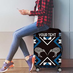 Personalised Taniko Motifs Aotearoa Luggage Cover Waitangi Kowhaiwhai Kiwi - Blue LT7