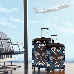 Personalised Taniko Motifs Aotearoa Luggage Cover Waitangi Kowhaiwhai Kiwi - Blue LT7
