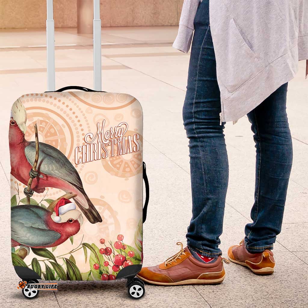 Merry Christmas Aussie Aboriginal Luggage Cover Rosebreasted Cockatoo Pastel LT7