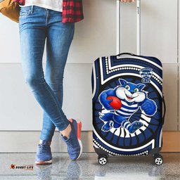 Geelong Cats Luggage Cover Indigenous Monochrome Dot Art Mascot Style TS04