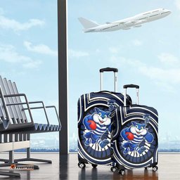 Geelong Cats Luggage Cover Indigenous Monochrome Dot Art Mascot Style TS04