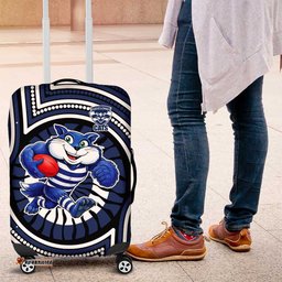 Geelong Cats Luggage Cover Indigenous Monochrome Dot Art Mascot Style TS04