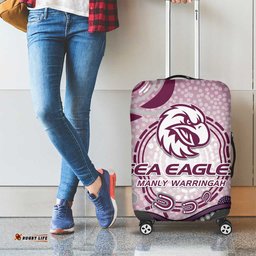 Manly Warringah Sea Eagles Rugby Luggage Cover Australian Aboriginal Dot Painting Style TS04