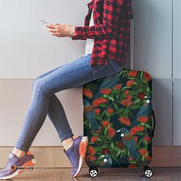 New Zealand Christmas Luggage Cover Romantic Tui Birds on Pohutukawa - Cobalt LT7