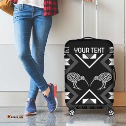 Personalised Taniko Motifs Aotearoa Luggage Cover Waitangi Kowhaiwhai Kiwi - Monochrome LT7