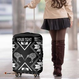Personalised Taniko Motifs Aotearoa Luggage Cover Waitangi Kowhaiwhai Kiwi - Monochrome LT7
