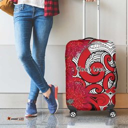 Personalised New Zealand Koru Pohutukawa Luggage Cover Meri Kirihimete Aroha for Christmas LT9