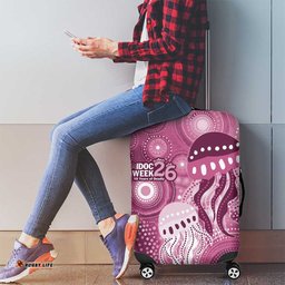 NAIDOC Deadly 50 Years Luggage Cover Jellyfish Aboriginal Culture Inspired Pink LT9