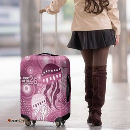 NAIDOC Deadly 50 Years Luggage Cover Jellyfish Aboriginal Culture Inspired Pink LT9