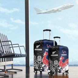 France And New Zealand Rugby Luggage Cover Les Bleus Rooster With Maori Tiki LT05