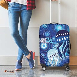 NAIDOC Deadly 50 Years Luggage Cover Jellyfish Aboriginal Culture Inspired Blue LT9