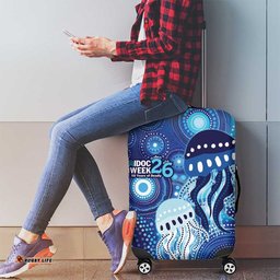 NAIDOC Deadly 50 Years Luggage Cover Jellyfish Aboriginal Culture Inspired Blue LT9