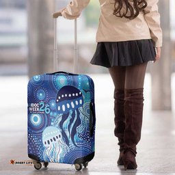 NAIDOC Deadly 50 Years Luggage Cover Jellyfish Aboriginal Culture Inspired Blue LT9
