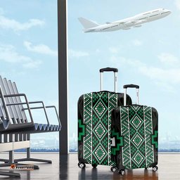 Jade Tukutuku Pattern Aotearoa Luggage Cover Niho Taniwha and Puhoro Motifs LT7