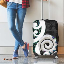 Aotearoa Koru Luggage Cover Cyan Maori Paua Shell Mix Silver Fern LT14