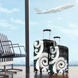 Aotearoa Koru Luggage Cover Cyan Maori Paua Shell Mix Silver Fern LT14