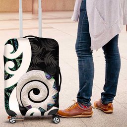 Aotearoa Koru Luggage Cover Cyan Maori Paua Shell Mix Silver Fern LT14