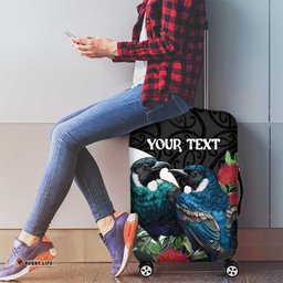 Personalised Valentine's Day New Zealand Luggage Cover Tui Bird Couple Kowhaiwhai Mix Pohutukawa LT14