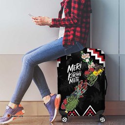 New Zealand Christmas Taniko Poutama Luggage Cover Flora Map with Birds LT7