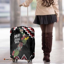 New Zealand Christmas Taniko Poutama Luggage Cover Flora Map with Birds LT7