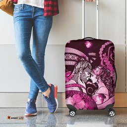 Maori Romantic Valentine Luggage Cover The Hongi Kiss Pink Galaxy DT05