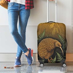 New Zealand Kiwi Bird Luggage Cover Silver Fern Mix Maori Pattern LT05