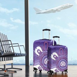NAIDOC Week 2026 Luggage Cover 50 Years Deadly Dhari Purple Aboriginal Art LT14
