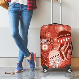 NAIDOC Deadly 50 Years Luggage Cover Jellyfish Aboriginal Culture Inspired Red LT9