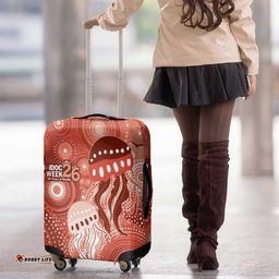 NAIDOC Deadly 50 Years Luggage Cover Jellyfish Aboriginal Culture Inspired Red LT9