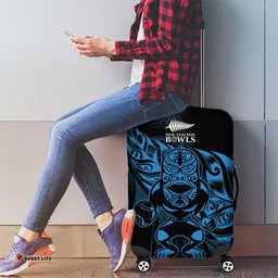 New Zealand Lawn Bowls Luggage Cover Blue Maori Warrior Tribal Silver Fern LT9