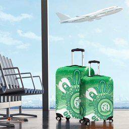 NAIDOC Week 2026 Luggage Cover 50 Years Deadly Dhari Green Aboriginal Art LT14