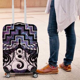 New Zealand Maori Luggage Cover Poutama Pikorua Purple Paua Shell LT05