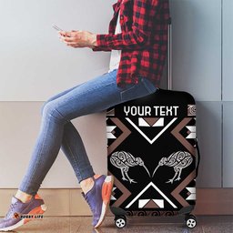 Personalised Taniko Motifs Aotearoa Luggage Cover Waitangi Kowhaiwhai Kiwi - Mocha LT7
